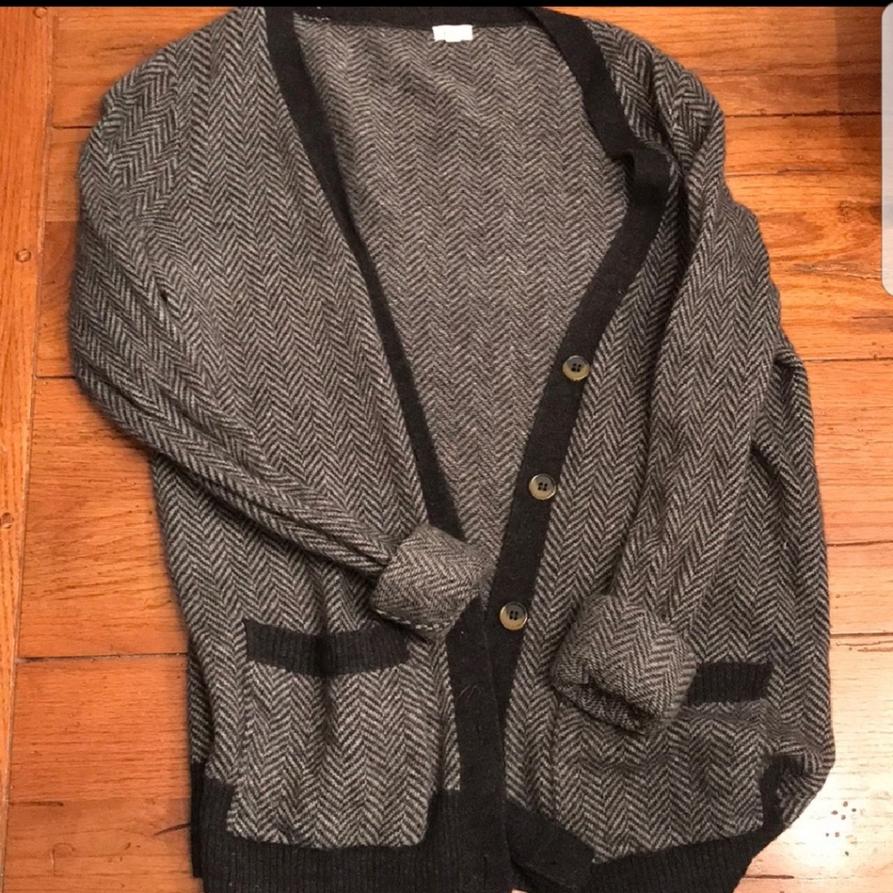 J crew herringbone wool cardigan
